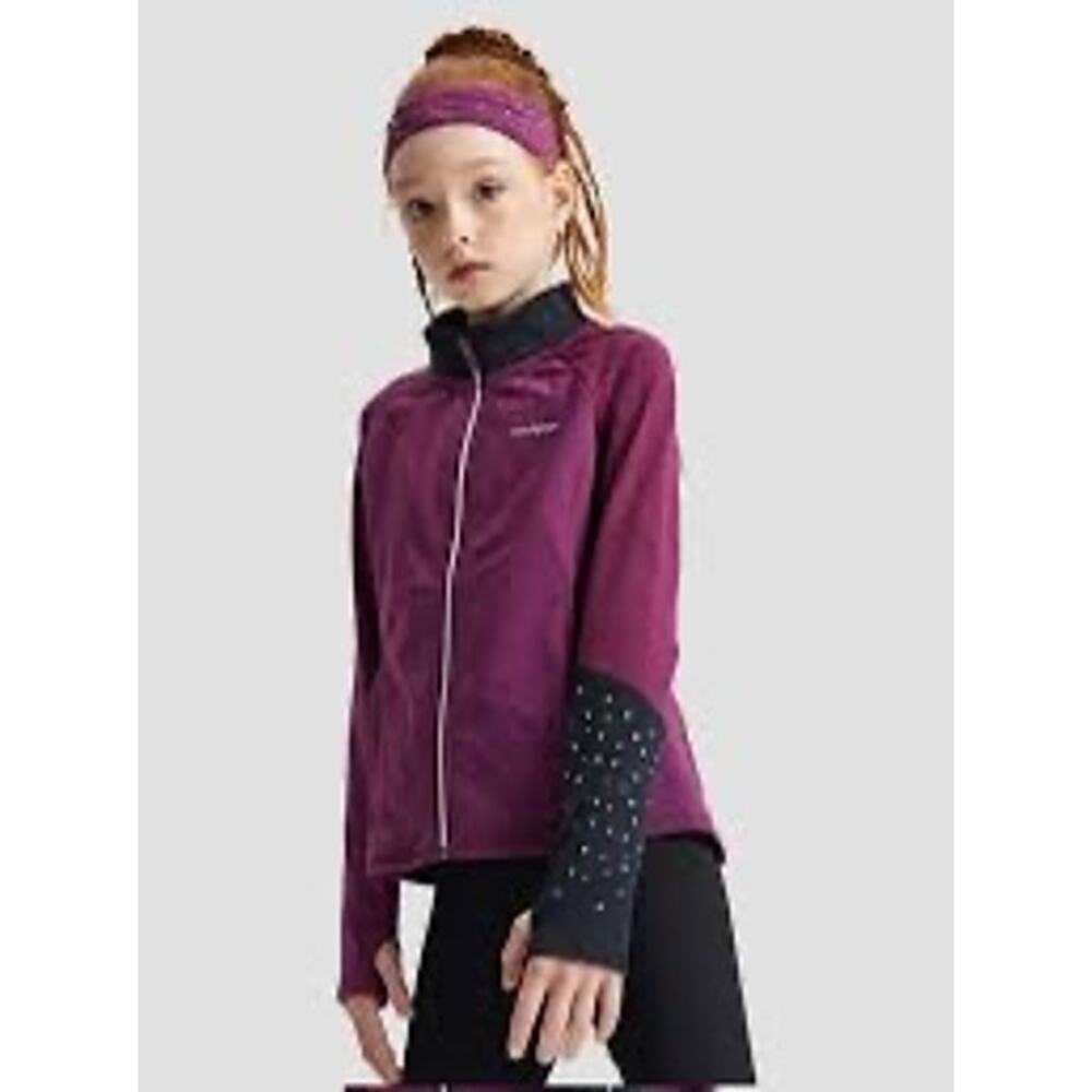 Girls' Purple Active Jacket with Thumbhole Cuffs